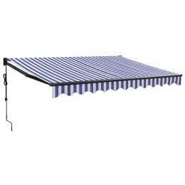 VidaXL Zwijana markiza, automatyczna, niebiesko-biała, 3,5x2,5 m
