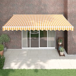 VidaXL Zwijana markiza, automatyczna, żółto-biała, 4x3 m
