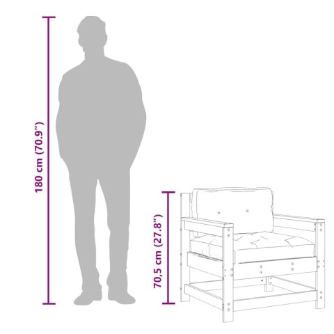 Fotele ogrodowe z poduszkami, 2 szt, szare, lite drewno sosnowe