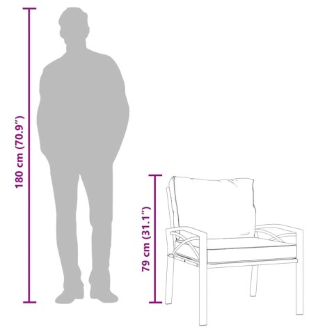 Krzesła ogrodowe z szarymi poduszkami, 2 szt, 68x76x79 cm, stal