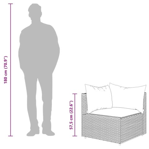 Narożne moduły sofy z poduszkami, 2 szt., brązowe, polirattan