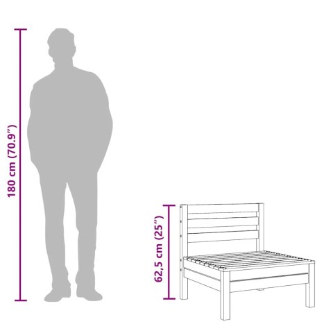 Ogrodowa sofa środkowa, szara, lite drewno sosnowe