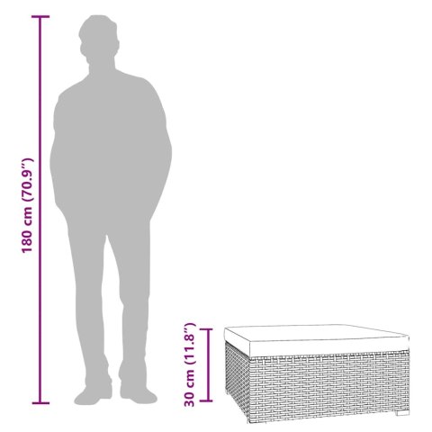Podnóżek ogrodowy, z poduszką, 70x70x30 cm, polirattan, czarny