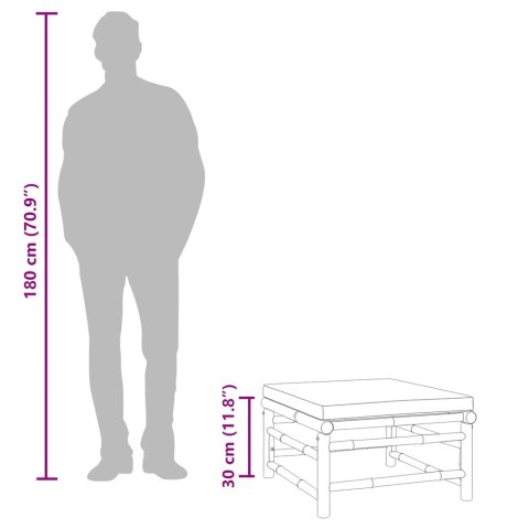 Podnóżek ogrodowy z poduszkami w kolorze taupe, bambusowy