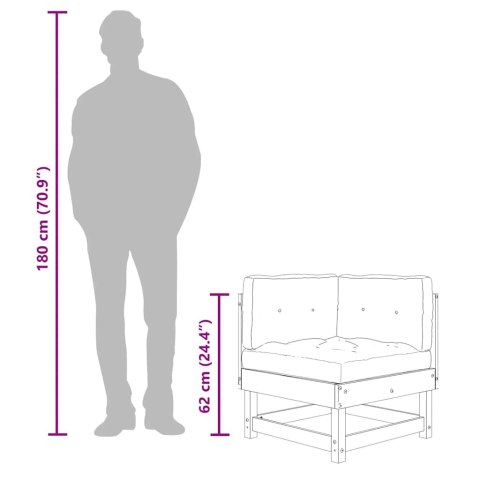 Siedziska narożne z poduszkami, 2 szt., szare, drewno sosnowe
