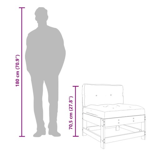 Siedziska środkowe z poduszkami, 2 szt., szare, drewno sosnowe