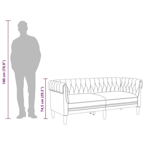 Sofa Chesterfield, dwuosobowa, ciemnoszara, obita tkaniną