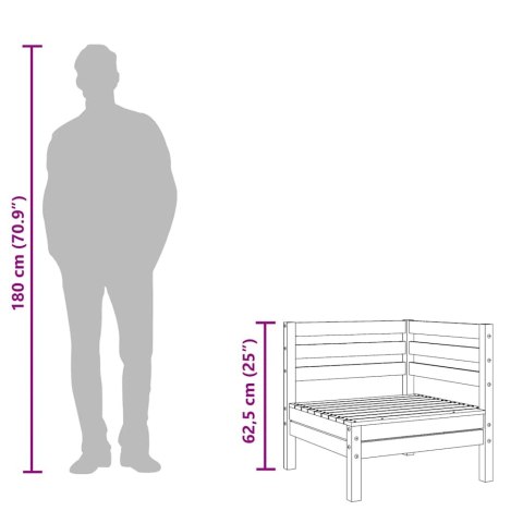 Ogrodowa sofa narożna, szara, lite drewno sosnowe