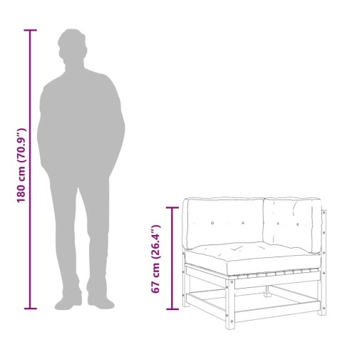 Ogrodowa sofa narożna z poduszkami, lite drewno daglezjowe