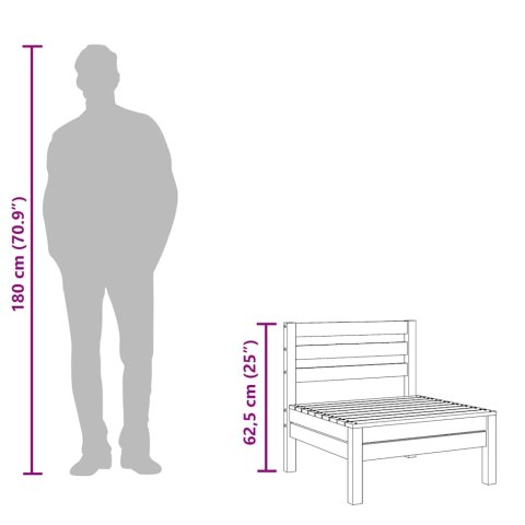 Ogrodowa sofa środkowa, lite drewno sosnowe