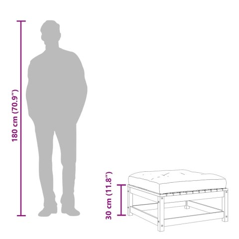 Podnóżki ogrodowe z poduszkami, 2 szt., woskowy brąz, sosnowe