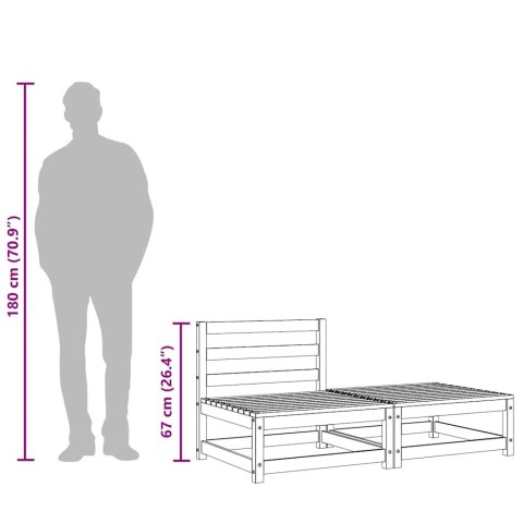 Sofa ogrodowa bez podłokietników, z podnóżkiem, drewno sosnowe