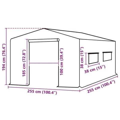 Pokrycie do szklarni (6,5025 m²), 255x255x194 cm, zielone