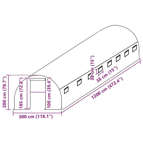 Zastępcze pokrycie szklarni (36 m²), 300x1200x200 cm, zielone