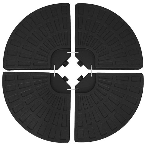 Podstawa pod parasol w formie wachlarza, 4 elementy, czarna
