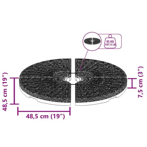 Podstawa pod parasol w formie wachlarza, 4 elementy, czarna
