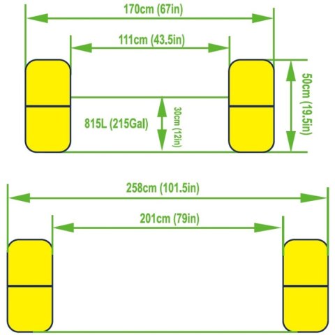 BASEN DMUCHANY RODZINNY PROSTOKĄTNY 2- PIERŚCIENIOWY Z BRAMKAMI 258x170x50CM 51471