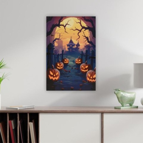 Obraz na ścianę "Cmentarnie Dyni", 9 LED, 60,5 x 40 cm