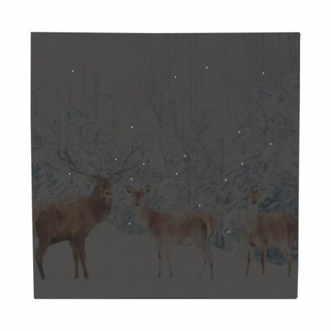 Obraz na ścianę "Jelenie w lesie", LED z timerem, 40 x 40 cm