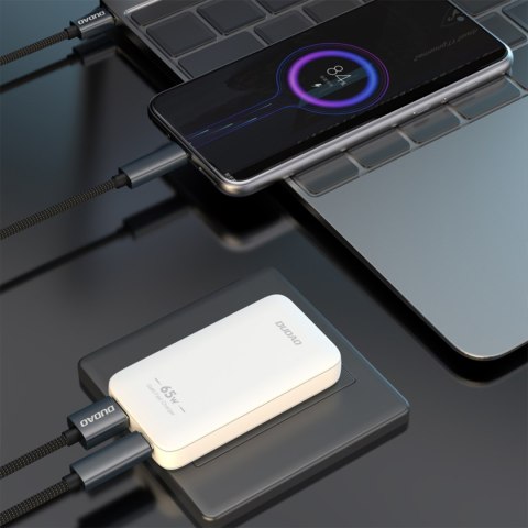 Ładowarka sieciowa podróżna ultracienka GaN 65W USB-A USB-C PD EU / US - biała