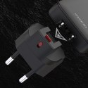Ładowarka sieciowa podróżna ultracienka GaN 65W USB-A USB-C PD EU / US - czarna