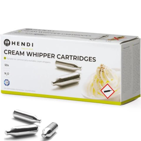 Naboje do syfonu do bitej śmietany z gazem N2O 50 szt. - Hendi 586907