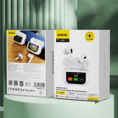 Słuchawki U19 douszne TWS bezprzewodowe Bluetooth 5.3 z wyświetlaczem LED - białe