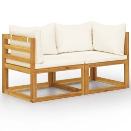 2-osobowa ławka ogrodowa z kremowymi poduszkami