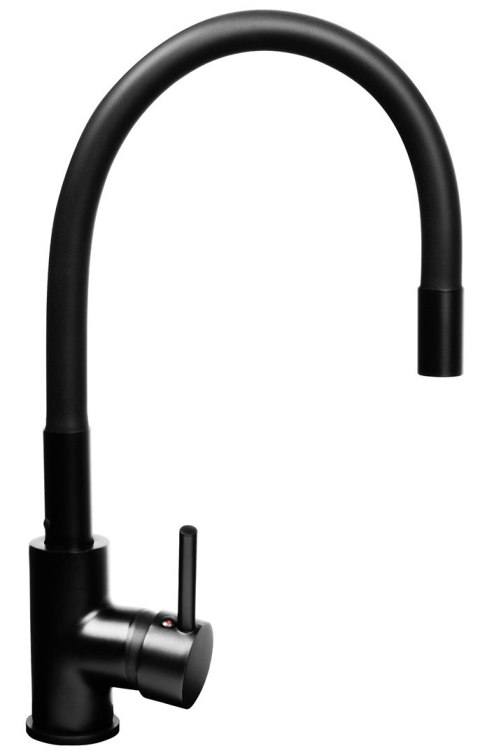 Czarny zestaw zlew z baterią giętką - Zlewozmywak MAIDSINKS BALI (62x44) 1B1D czarny + Bateria Flessi Black Edition