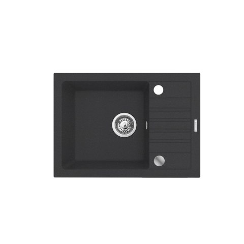Czarny zestaw zlew z baterią giętką - Zlewozmywak MAIDSINKS BALI (62x44) 1B1D czarny + Bateria Flessi Black Edition