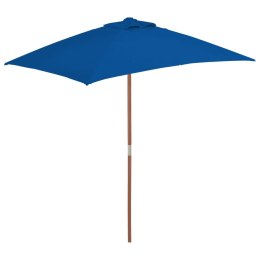Parasol ogrodowy na drewnianym słupku, niebieski, 150x200 cm