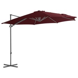 Parasol wiszący na stalowym słupku, bordowy, 300 cm