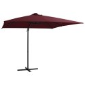 Parasol wiszący z LED, bordowy, 250x250 cm