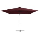 Parasol wiszący z LED, bordowy, 250x250 cm