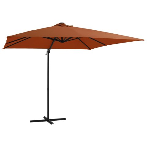 Parasol wiszący z LED, kolor terakotowy, 250x250 cm