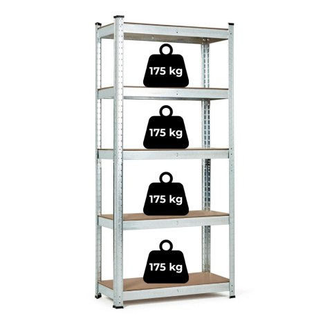 Regał magazynowy 180x90x30 cm stal galwanizowana 5 półek 875 kg ModernHome