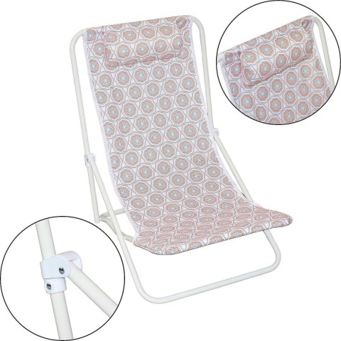 LEŻAK SKŁADANY PLAŻOWY Z ZAGŁÓWKIEM NIEBIESKI