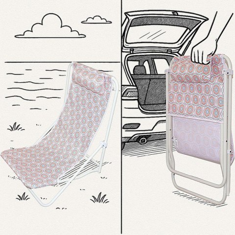 LEŻAK SKŁADANY PLAŻOWY Z ZAGŁÓWKIEM NIEBIESKI