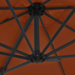 Wiszący parasol na słupku stalowym, terakotowy, 250x250 cm