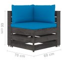 Ogrodowa sofa 3-os z poduszkami, impregnowane na szaro drewno