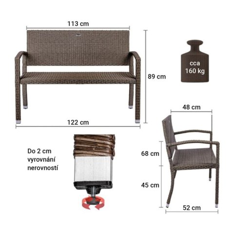 STILISTA Ławka ogrodowa z polirattanu 122 x 52 cm, czarna