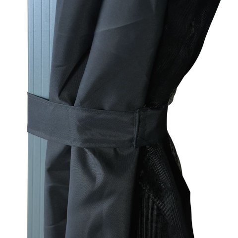 Altana z zasłonami i lampkami LED, 3x3 cm, antracyt, aluminium