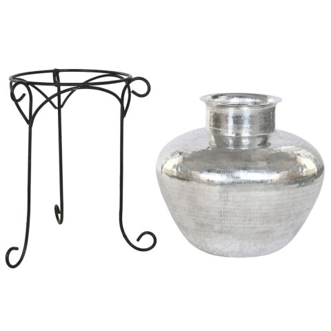 Wazon Home ESPRIT Czarny Srebrzysty Aluminium 45 x 45 x 95 cm