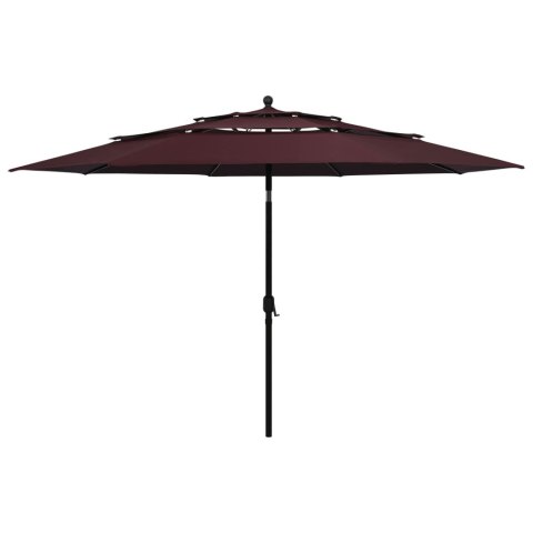 3-poziomowy parasol na aluminiowym słupku, bordowy, 3,5 m