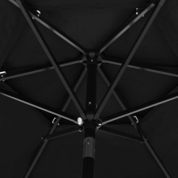 3-poziomowy parasol na aluminiowym słupku, czarny, 2,5 m