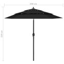 3-poziomowy parasol na aluminiowym słupku, czarny, 2,5 m