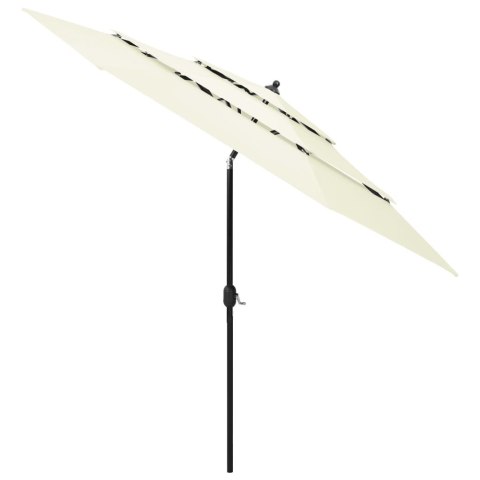 3-poziomowy parasol na aluminiowym słupku, piaskowy, 3 m
