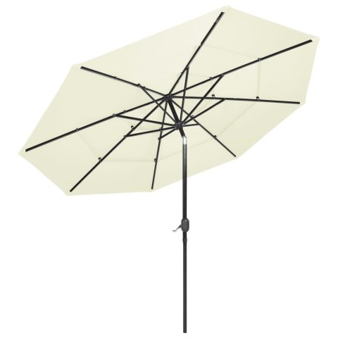 3-poziomowy parasol na aluminiowym słupku, piaskowy, 3 m