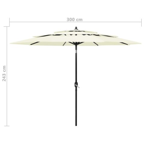 3-poziomowy parasol na aluminiowym słupku, piaskowy, 3 m