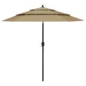 3-poziomowy parasol na aluminiowym słupku, taupe, 2,5 m